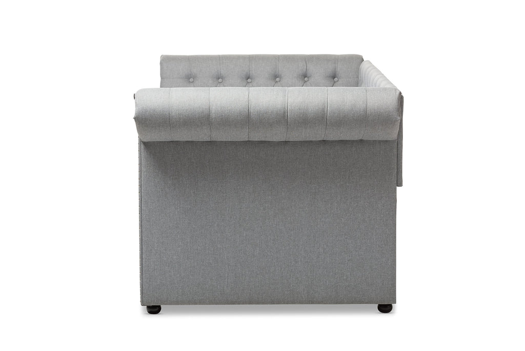 Light Beige Fabric Trundle Daybed A245
