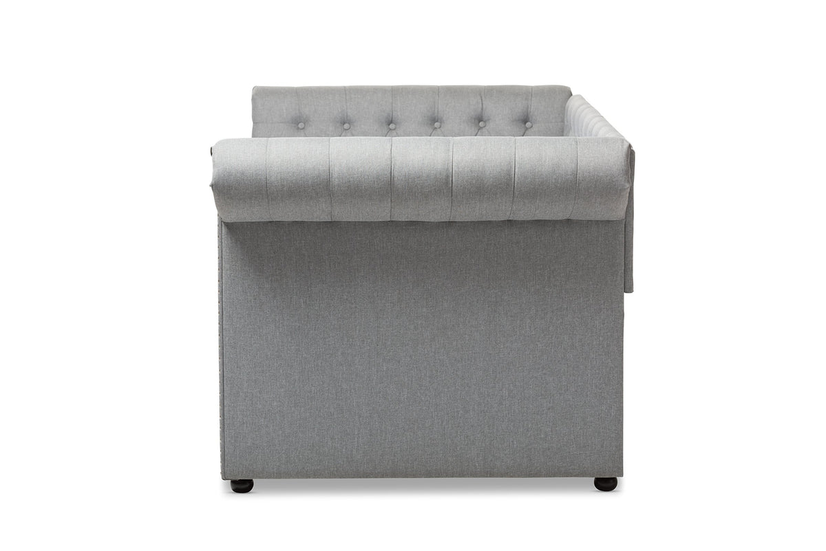 Light Beige Fabric Trundle Daybed A245
