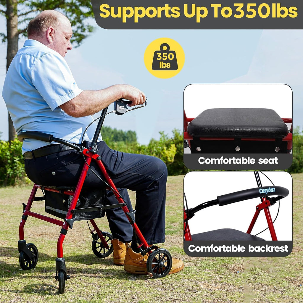Heavy-Duty Rollator Walker with Seat D397