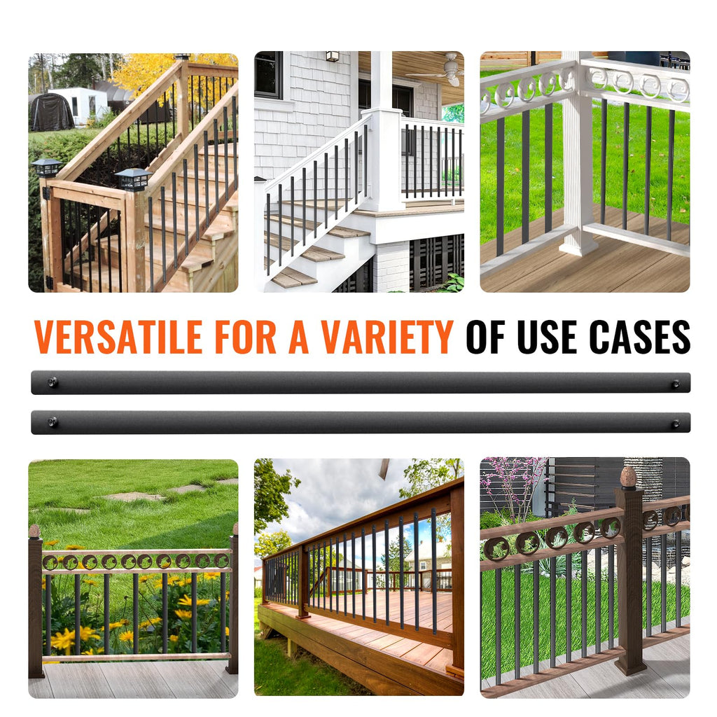29.5"x1" Flat Aluminum Alloy 51 Pack Satin Black Metal Balusters S6369
