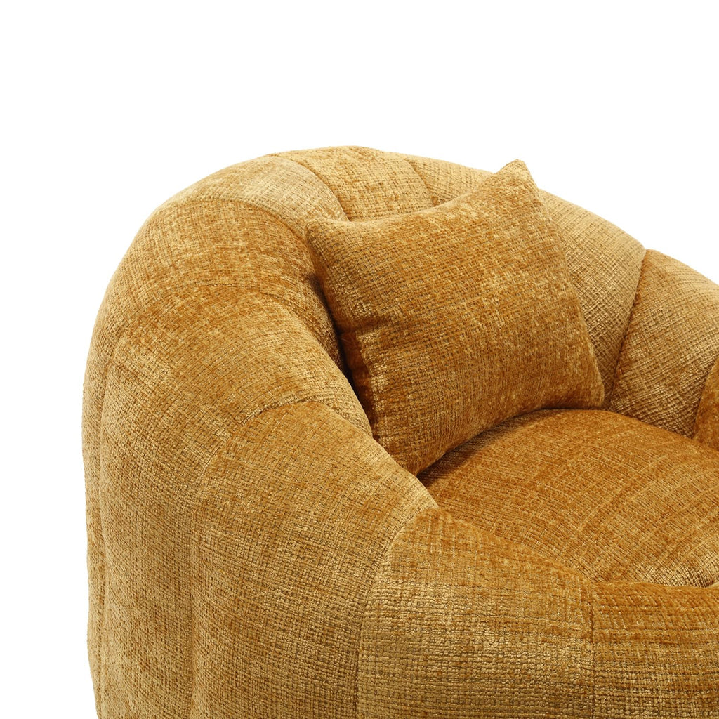 Yellow Chenille Memory Foam Bean Bag Chair with Ottoman W1160