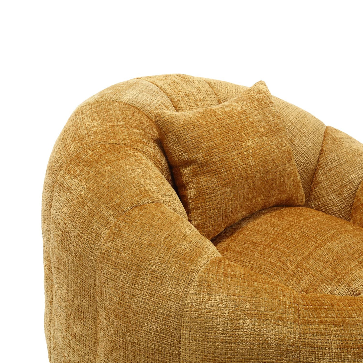 Yellow Chenille Memory Foam Bean Bag Chair with Ottoman W1160