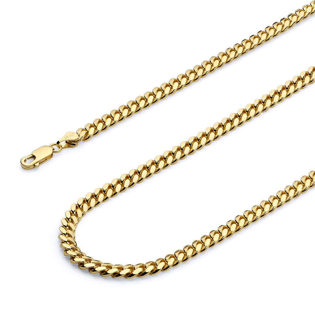 14k Yellow Gold Solid Cuban Curb Chain Necklace I366872