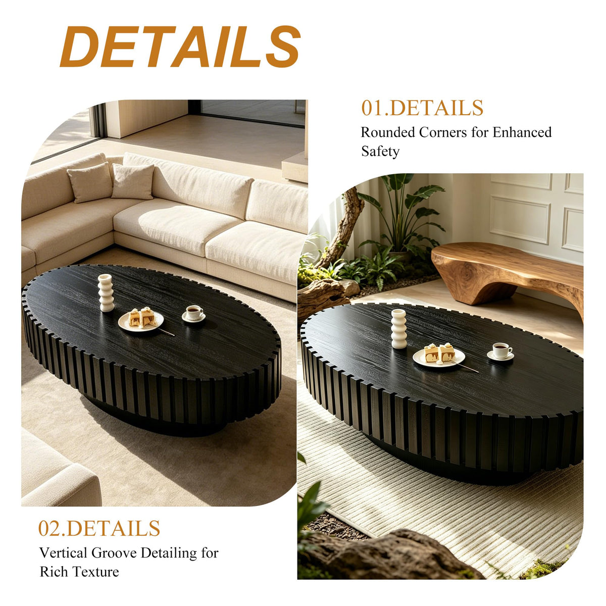 Oval Drum Coffee Table with Pedestal P388