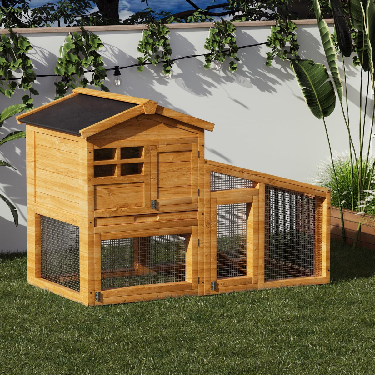 54" 2-Tier Wooden Rabbit Hutch I939384
