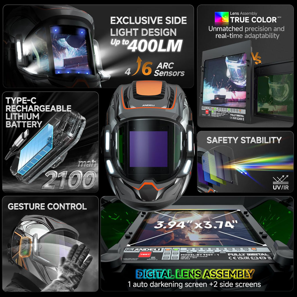 Auto Darkening Welding Helmet with Light J87393