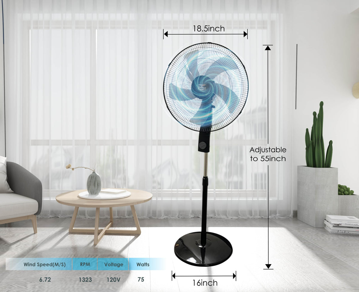 Black 2 Pack 16 inch Pedestal Stand Fan V84632