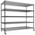 60”W 5 Tier Heavy Duty Metal Wire Shelving with Wheels X355