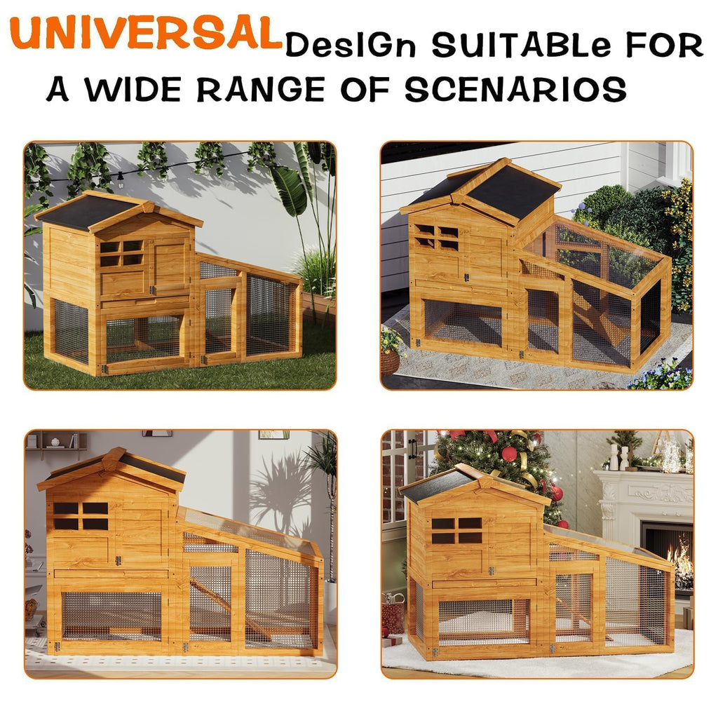54" 2-Tier Wooden Rabbit Hutch I939384