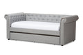 Light Beige Fabric Trundle Daybed A245