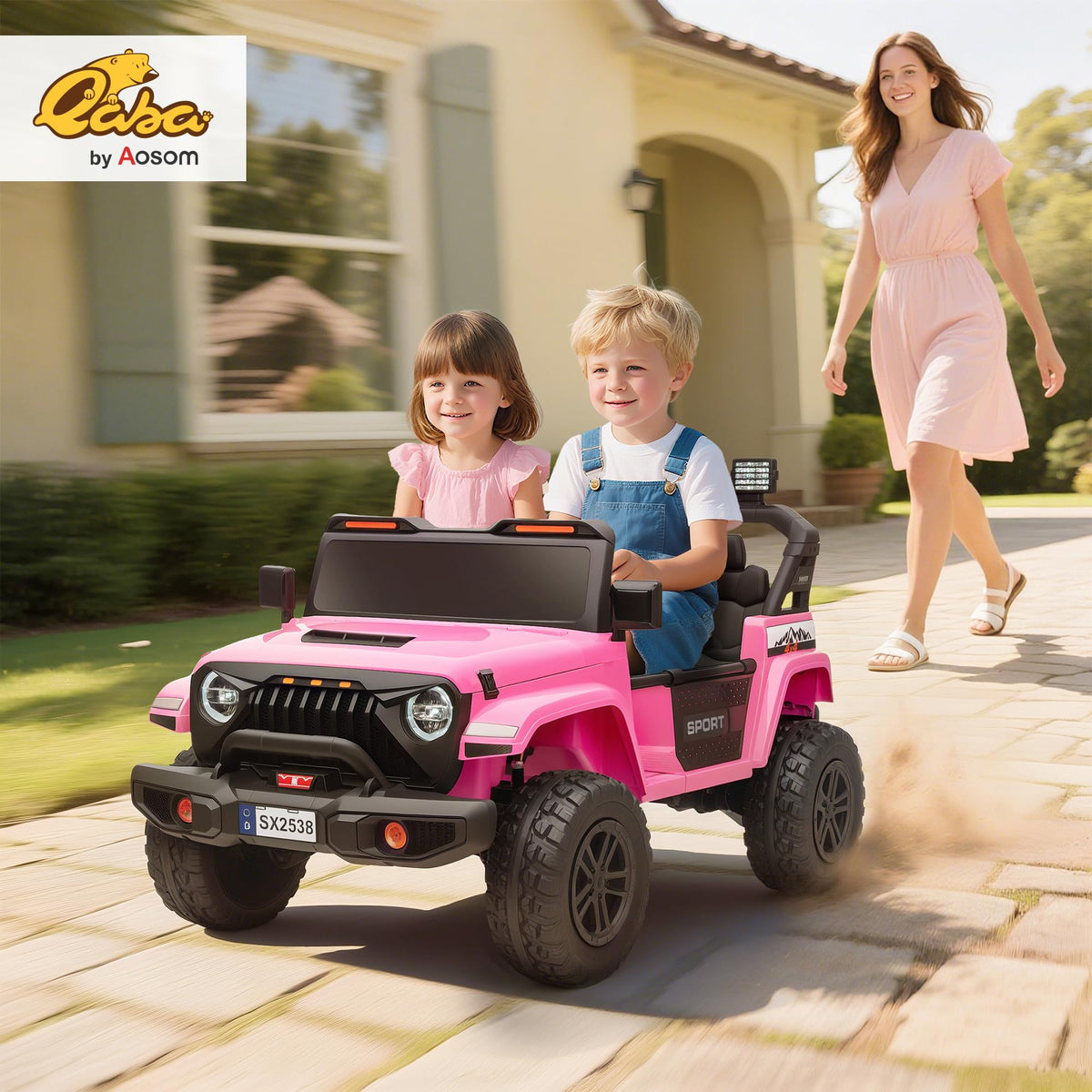 24V 2-Seater Kids Ride on Truck Car Pink U501378