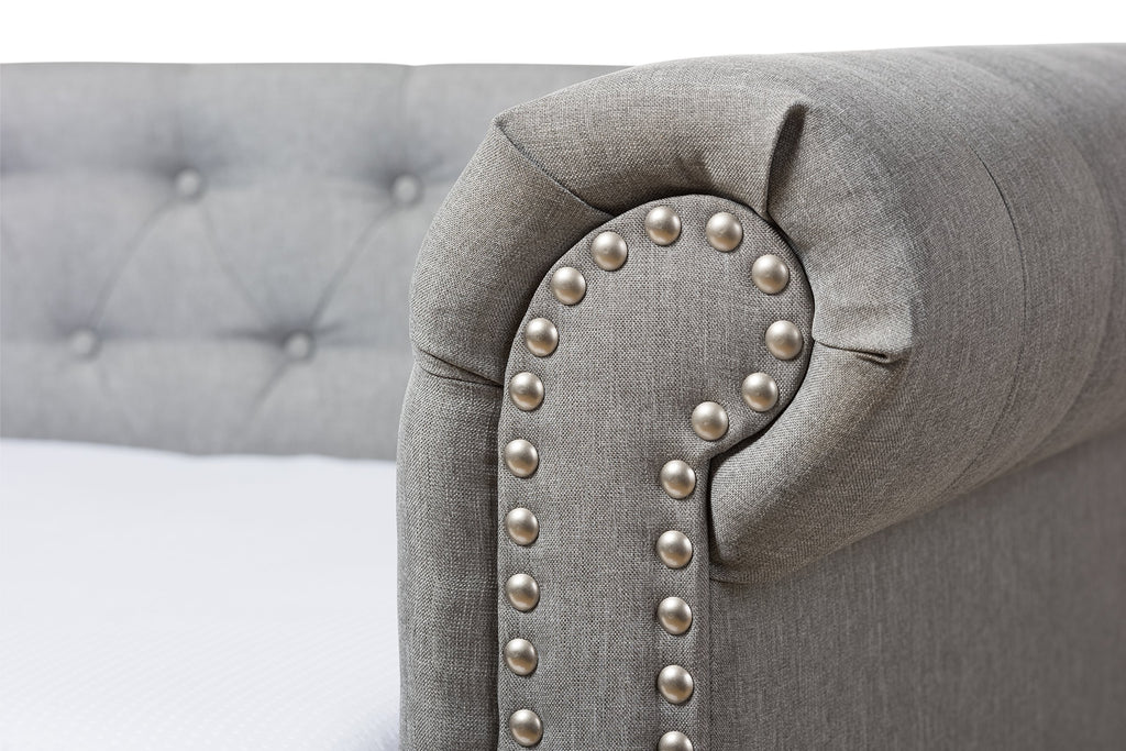 Light Beige Fabric Trundle Daybed A245