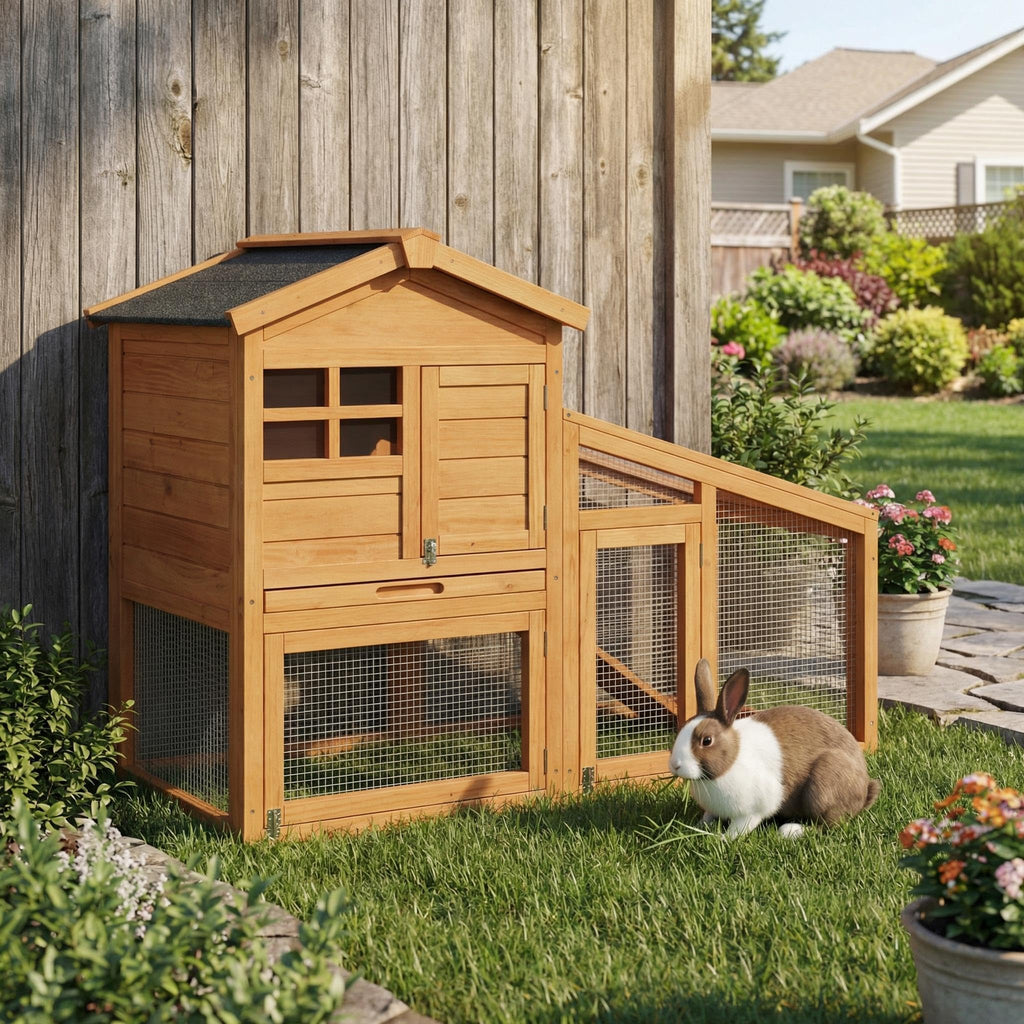 54" 2-Tier Wooden Rabbit Hutch I939384