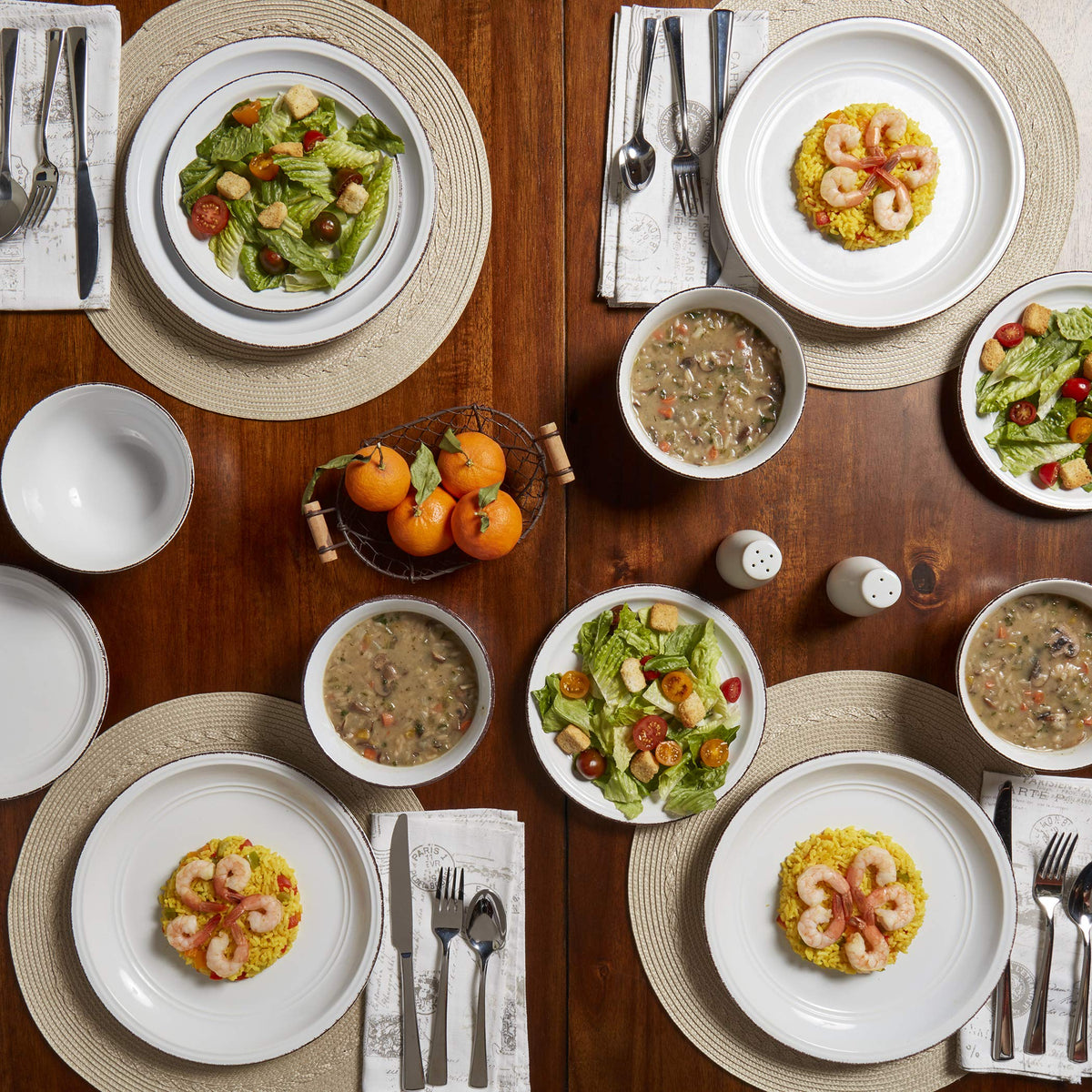 White 12 Piece Stoneware Dinnerware Set K875785
