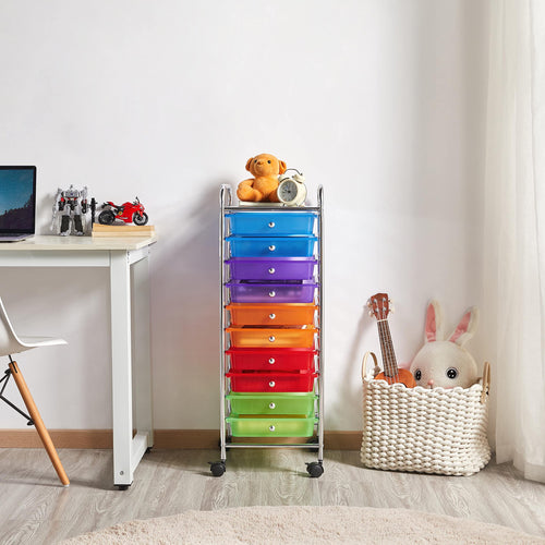 10 Drawer Rolling Cart with Locking Wheels V188