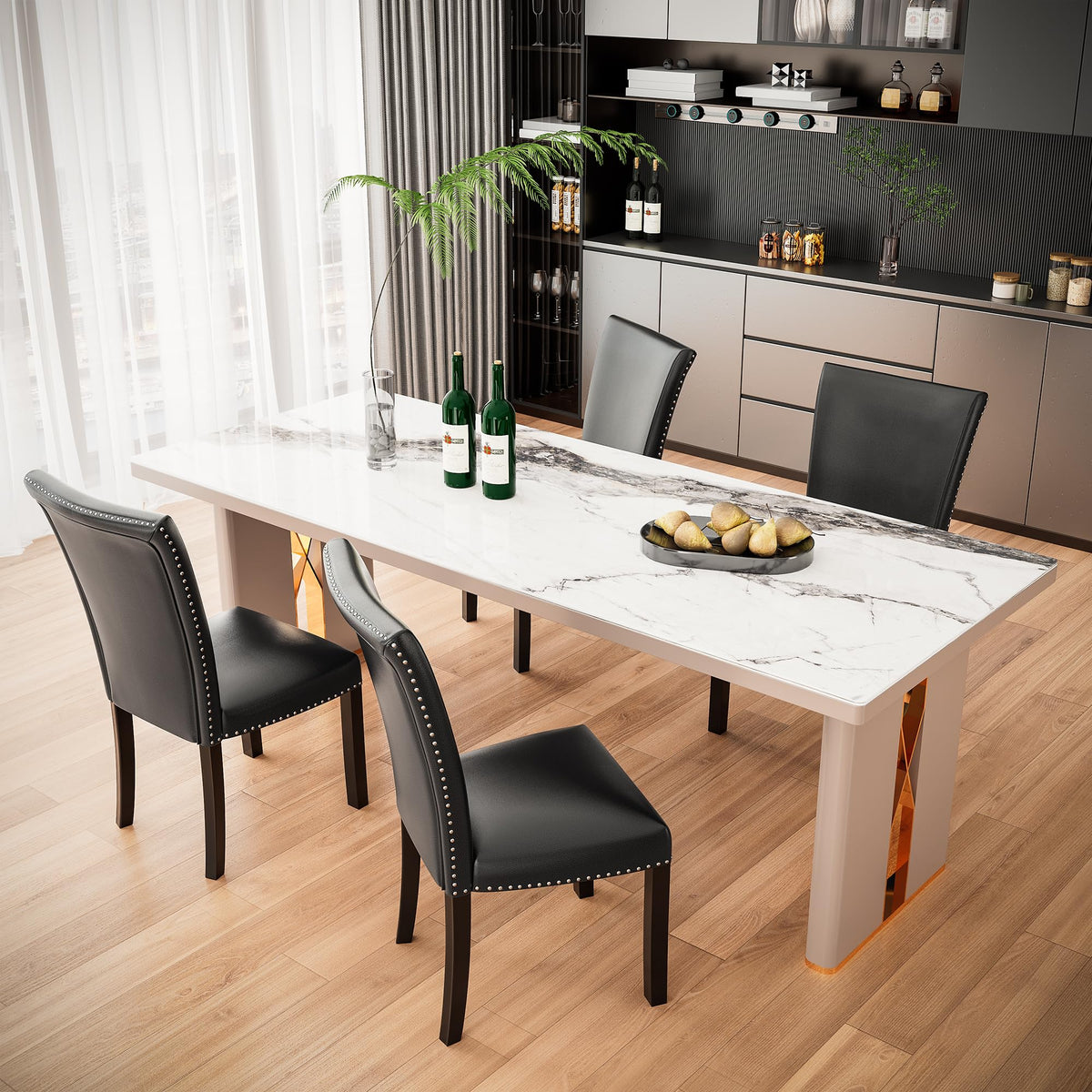 Faux Leather Upholstered Dining Chairs Set of 2 Black N569056