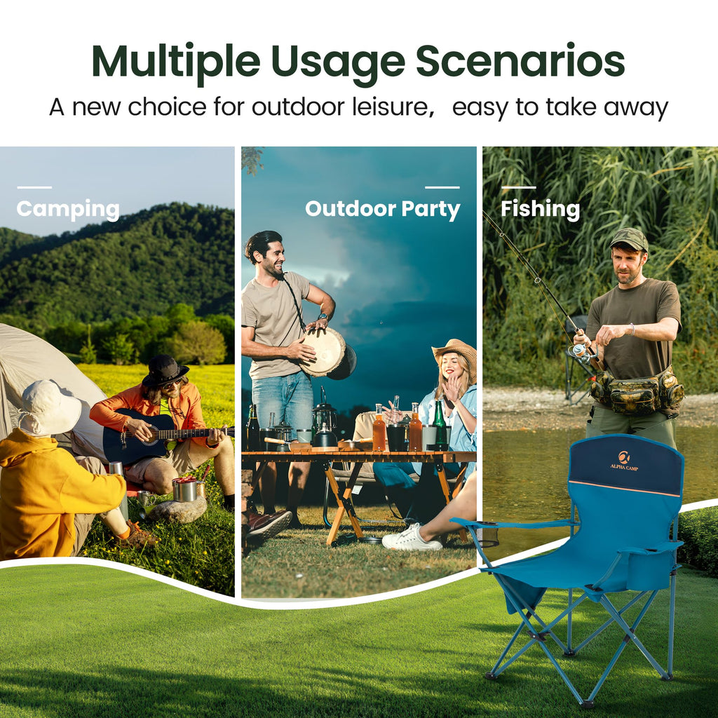 2 Pack Portable Camping Chair Blue L827