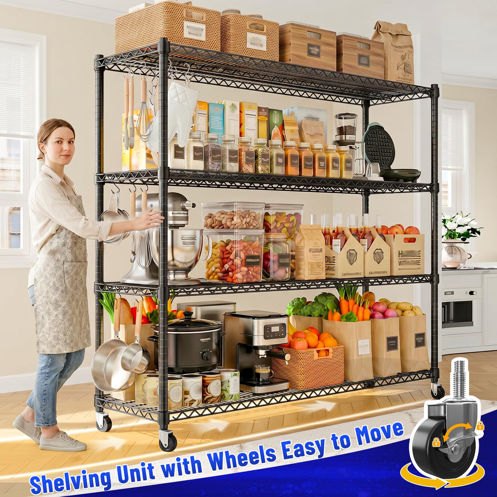 4-Tier Heavy Duty Shelving with Wheels L571
