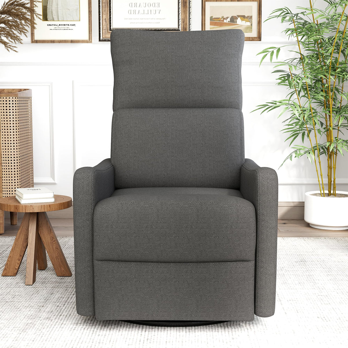 Light Brown Velvet Swivel Rocker Recliner Chair V9658