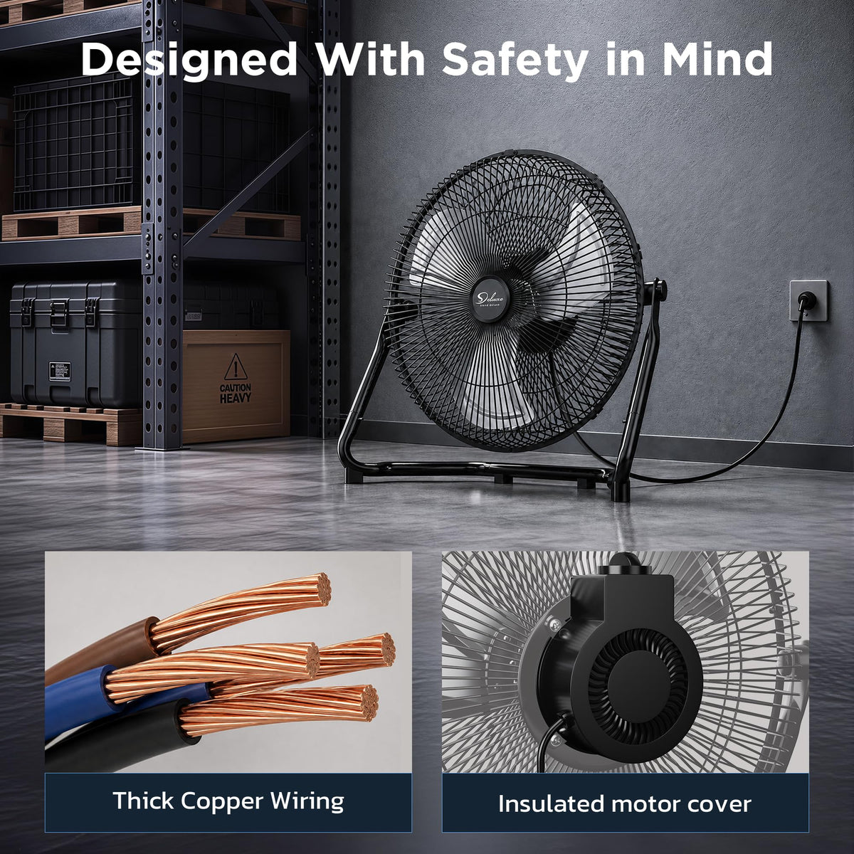 20 Inch 3-Speed High Velocity Metal Industrial Floor Fan G4387
