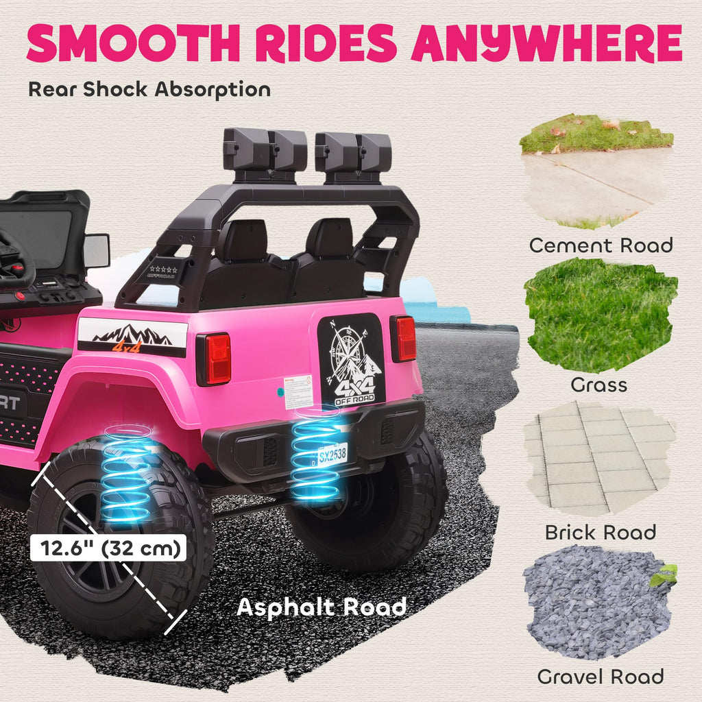 24V 2-Seater Kids Ride on Truck Car Pink U501378