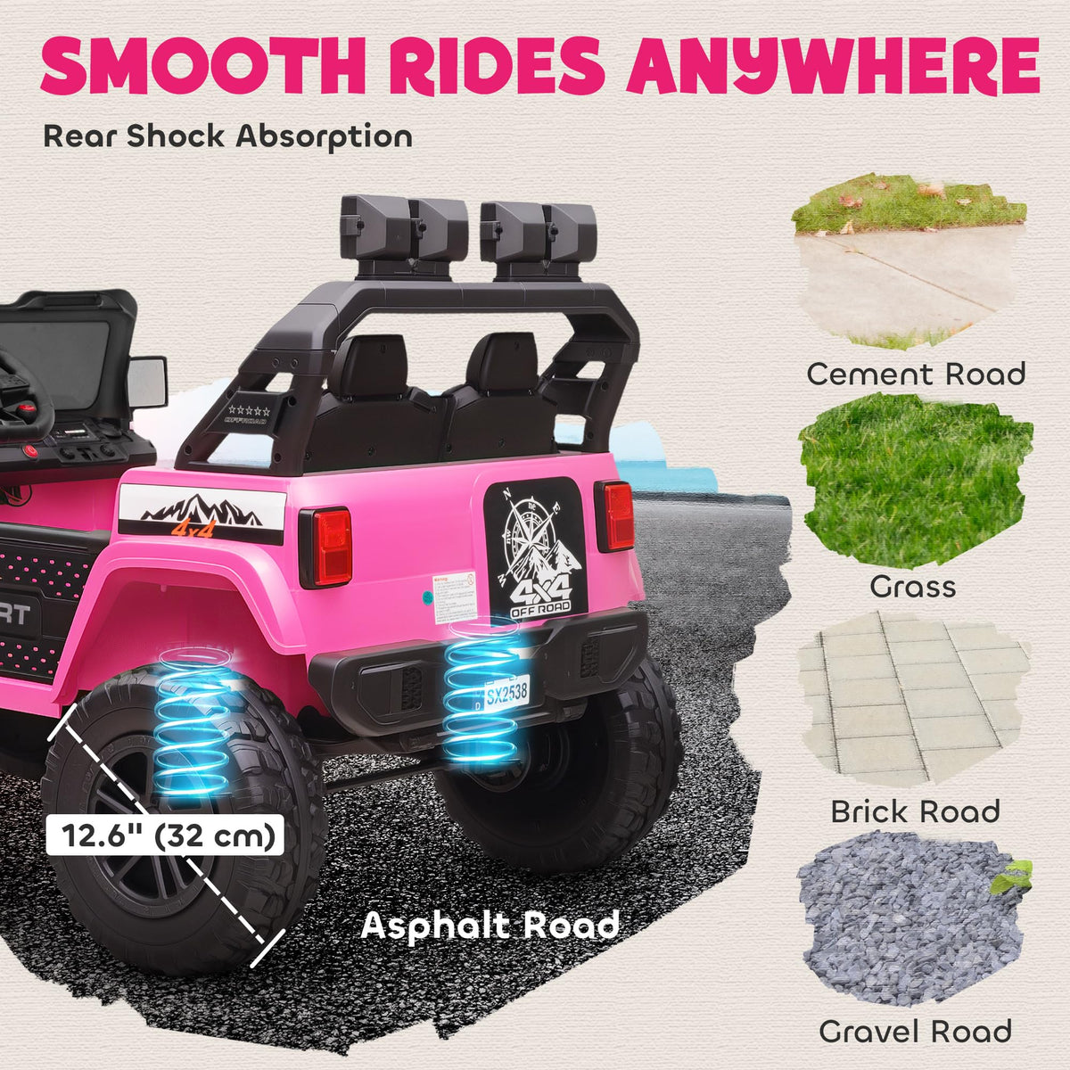 24V 2-Seater Kids Ride on Truck Car Pink U501378