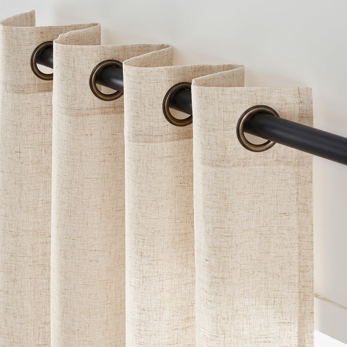 Linen Curtain 84 Inch Light Filtering Grommet 1 Panel Beige R517994