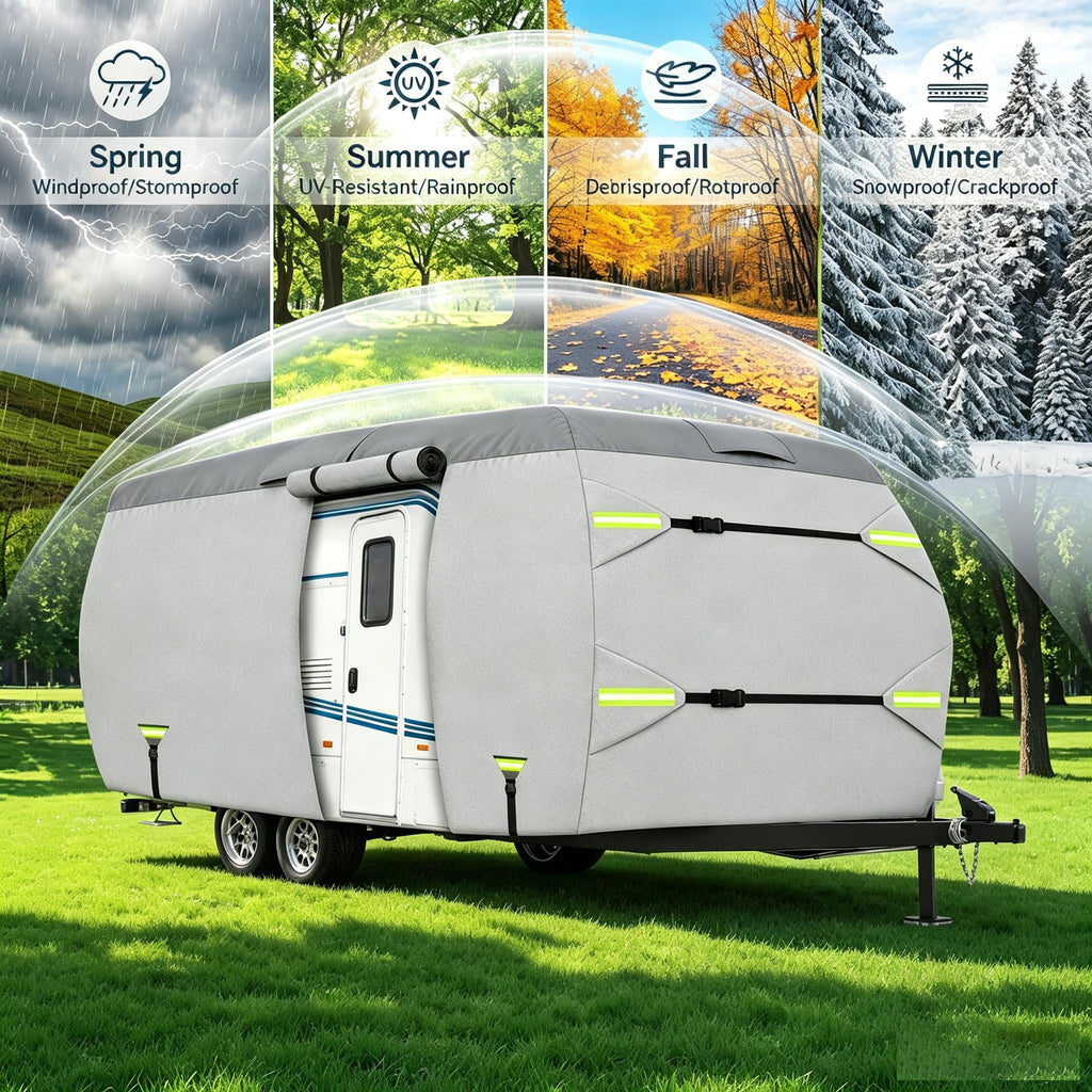 Fiberglass Travel Trailer Cover, Waterproof Camper Cover, RV Cover F98226