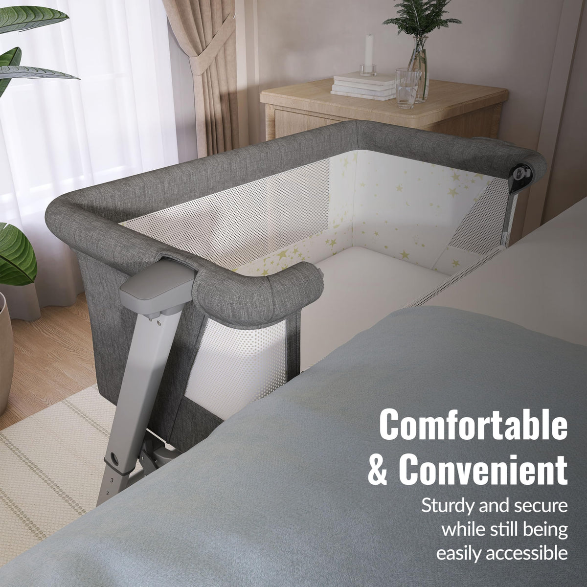 Grey Adjustable Height Bassinet & Bedside Sleeper X1768